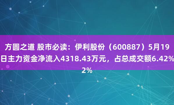 方圆之道 股市必读：伊利股份（600887）5月19日主力资金净流入4318.43万元，占总成交额6.42%
